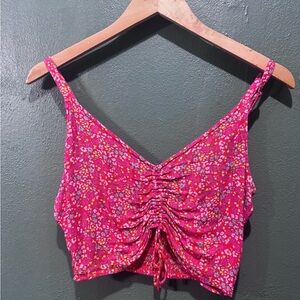 O'Neill Fuchsia Floral Ruched Crop Top
